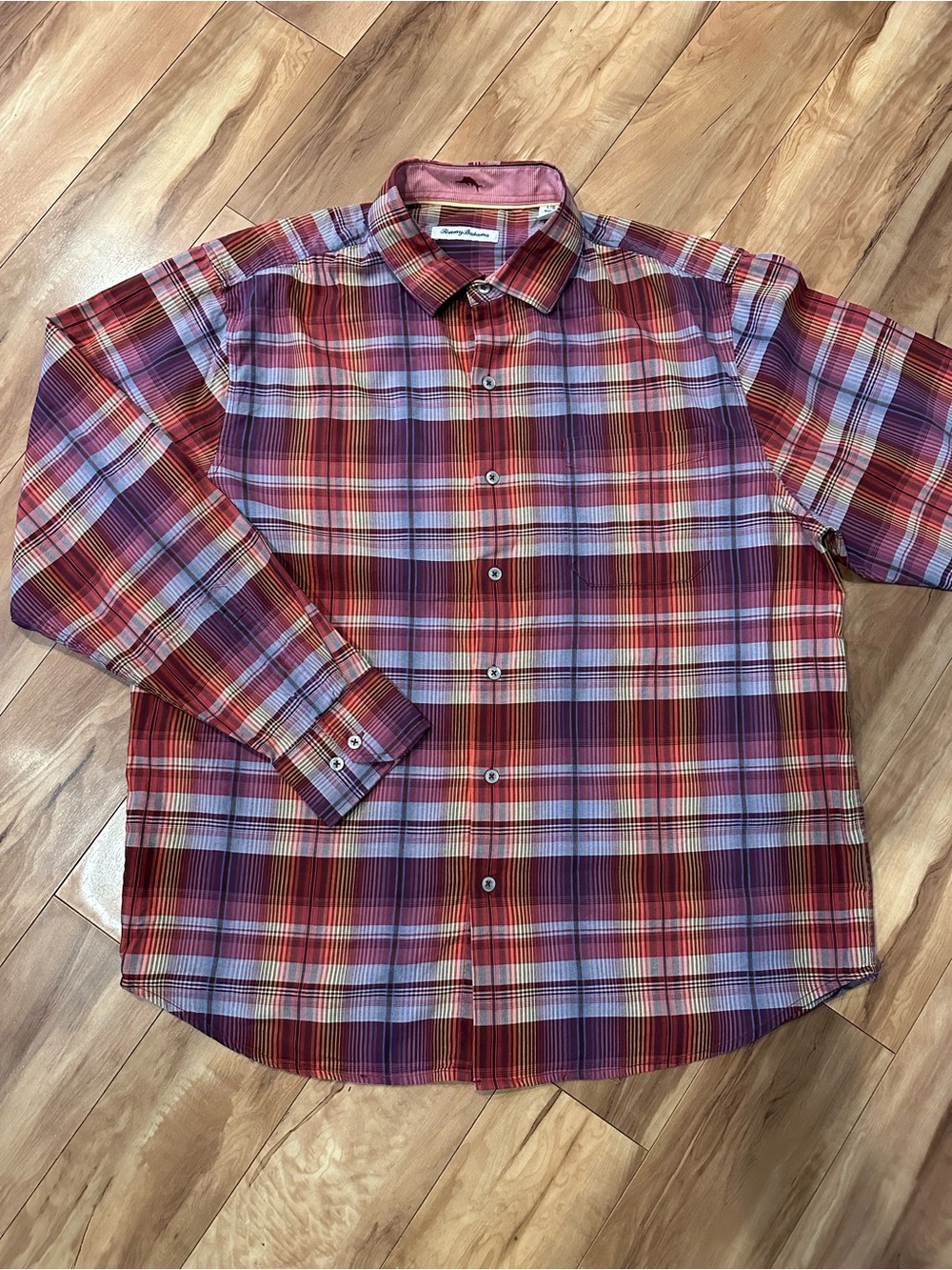 Tommy Bahama Puerto Prism Plaid Cotton Silk Sport Shirt Men’s L Retail $145